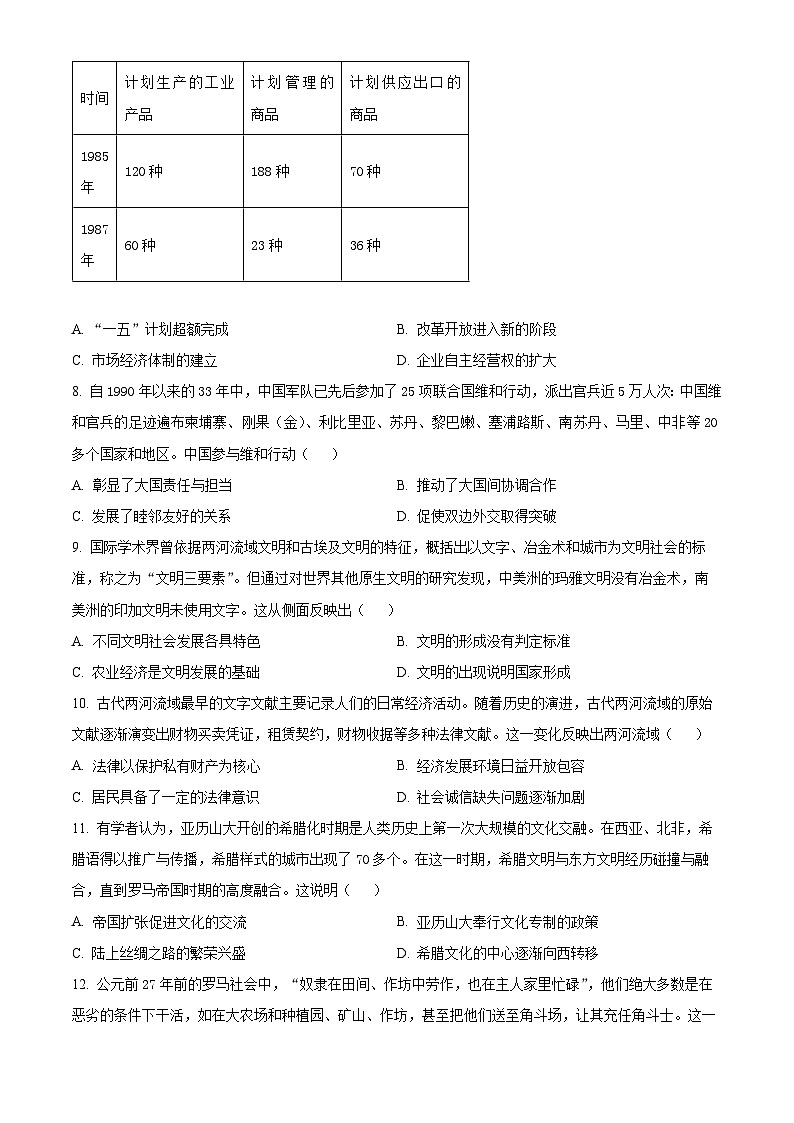 辽宁省朝阳市建平县第二高级中学2023-2024学年高一下学期期中考试历史试题（原卷版+解析版）03