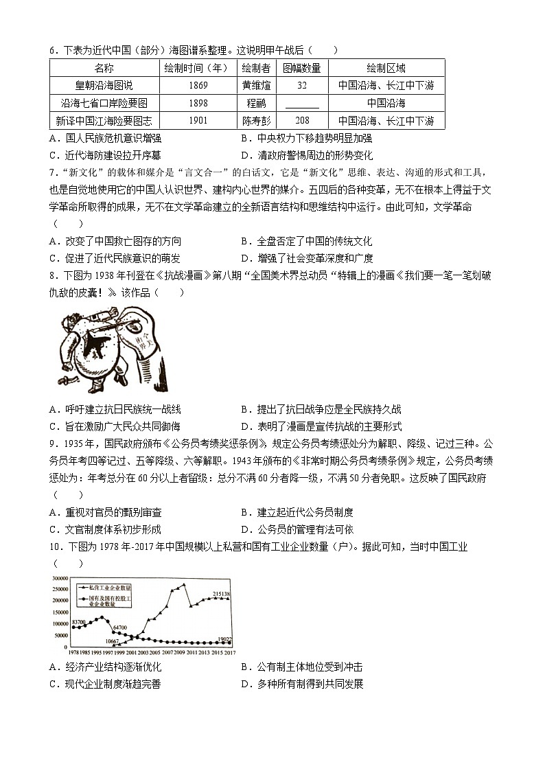 2024娄底高三下学期5月月考历史试题含解析第2页