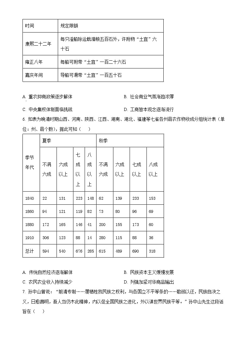 湖北省鄂东南省级示范联盟学校2023-2024学年高三下学期5月第一次联考(一模）历史试题 Word版无答案第2页