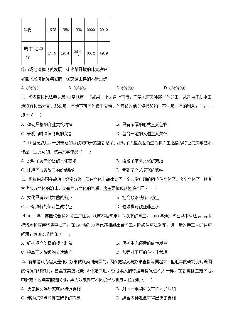 河北省唐山市十县一中联盟2023-2024学年高二下学期期中考试历史试题 （原卷版）第3页