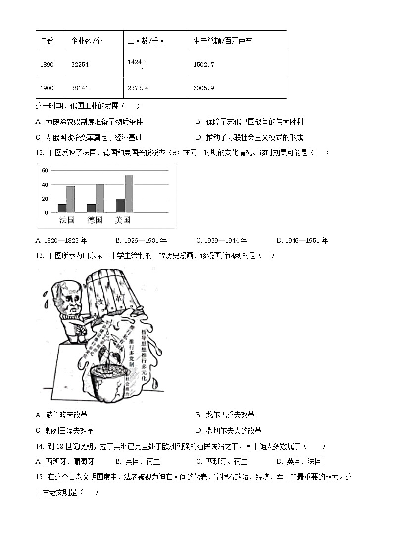 广东省阳江市黄冈实验学校2022-2023学年高一下学期期末历史试题（原卷版+解析版）03