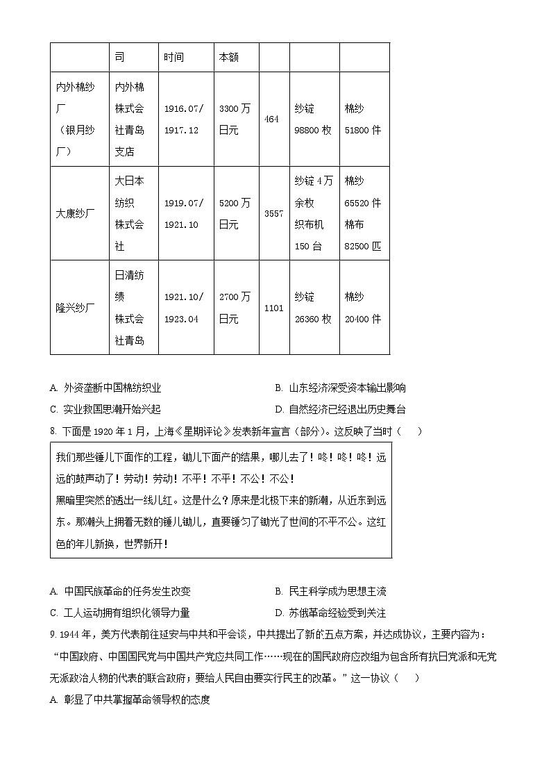 广东省深圳市光明区高级中学2023-2024学年高三下学期5月模拟考试历史试题（原卷版+解析版）03