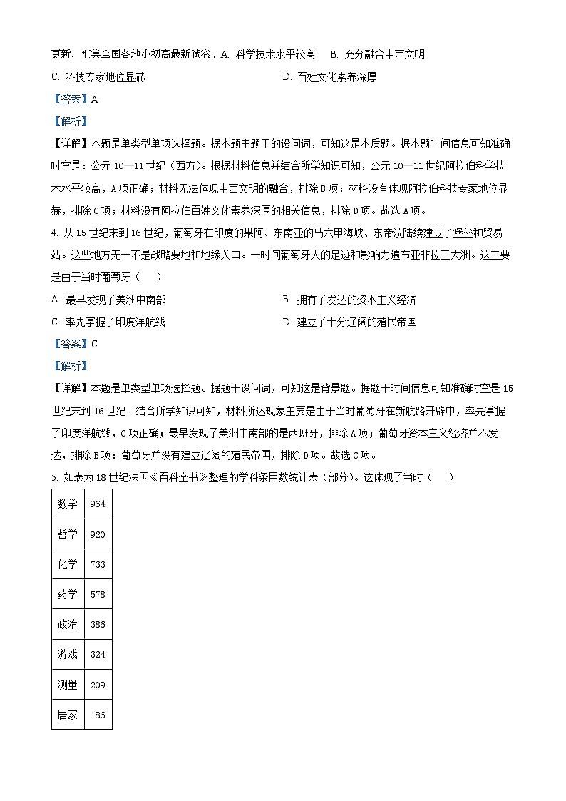 河北省名校（NT20）2023-2024学年高一下学期期中大比拼考试历史试卷第3页