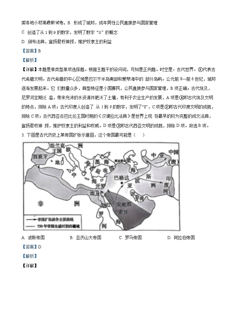 辽宁省大连市滨城高中联盟2023-2024学年高一下学期期中考试历史试题03