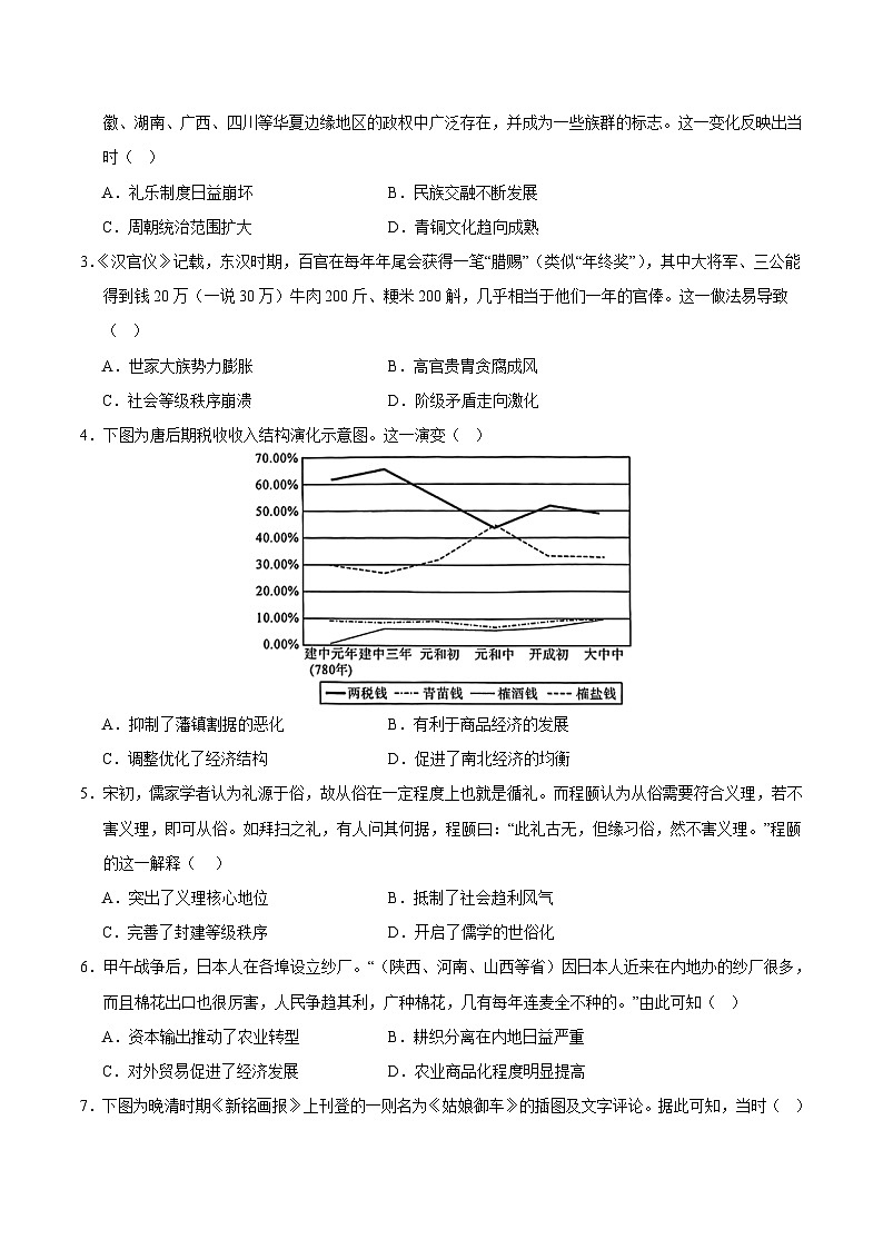 2024年高考第三次模拟考试题：历史（河北卷）（考试版）第2页