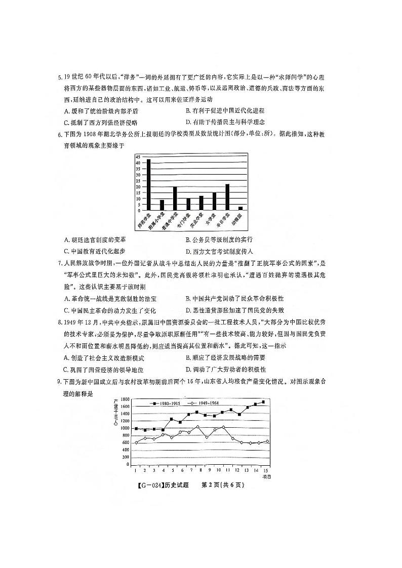 高三联考最后一卷 历史第2页