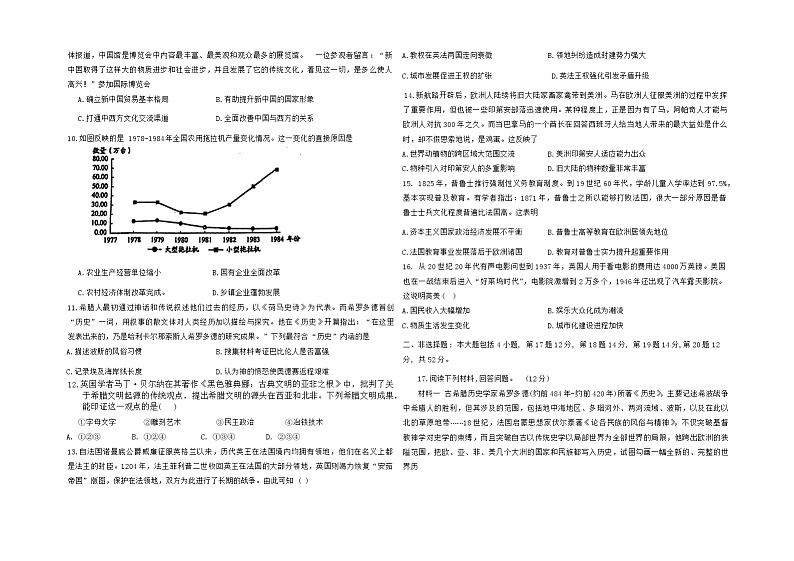 2024届黑龙江省大庆实验中学实验二部高三下学期得分训练（五）历史试题02