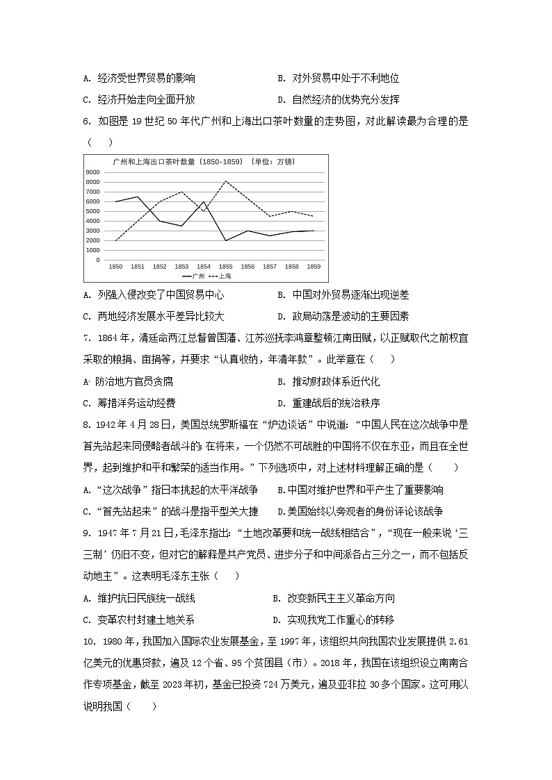 2024届重庆市高三下学期高考模拟测试（一）历史试卷第2页