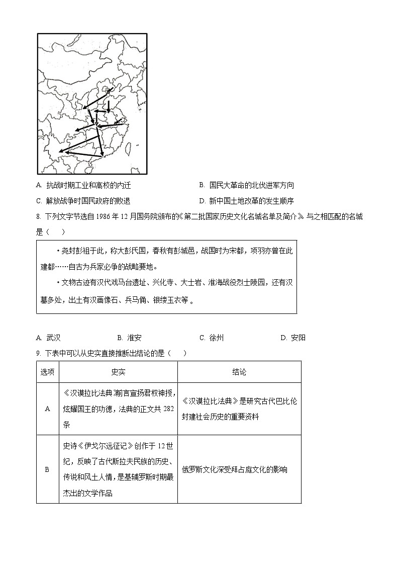 2024文昌中学高二下学期期中段考试题历史含解析03