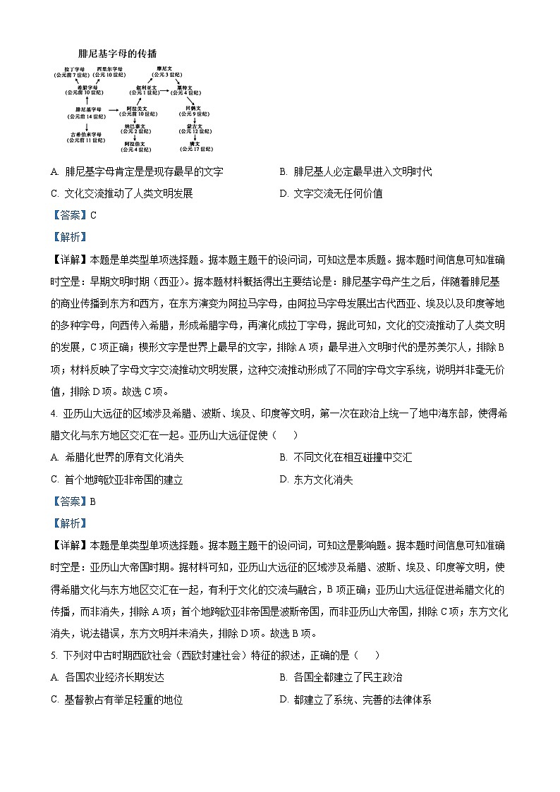 甘肃省武威市凉州区2023-2024学年高一下学期期中质量检测历史试卷（原卷版+解析版）02