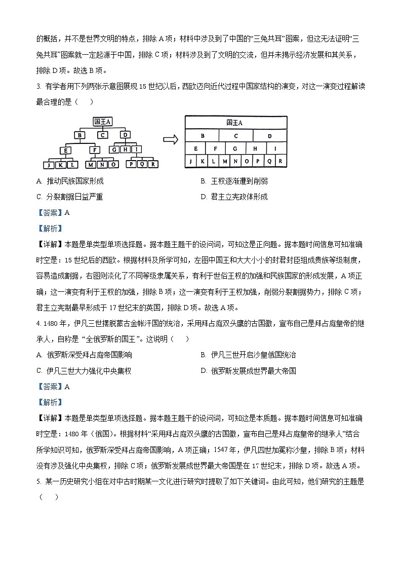 黑龙江省牡丹江市第一高级中学2023-2024学年高一下学期期中考试历史试题（原卷版+解析版）02