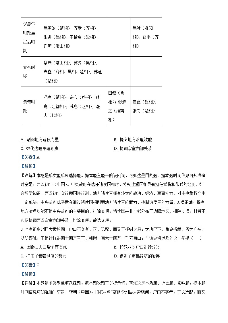 2024届广西梧州市、忻城县高三下学期5月仿真模拟历史试卷（解析版）第2页