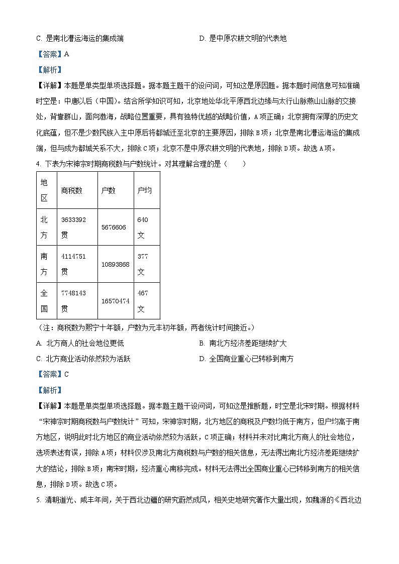 山东省2024届高三下学期高考模拟测试历史试题（原卷版+解析版）02