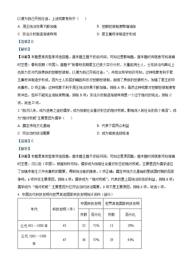 辽宁省大连市第二十四中学2024届高三下学期第五次模拟历史试题（原卷版+解析版）02