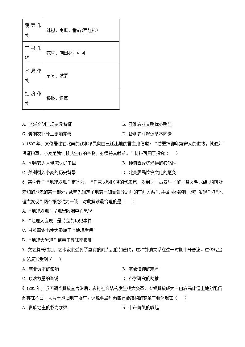 2024名校联盟高一下学期期中考试历史含解析第2页