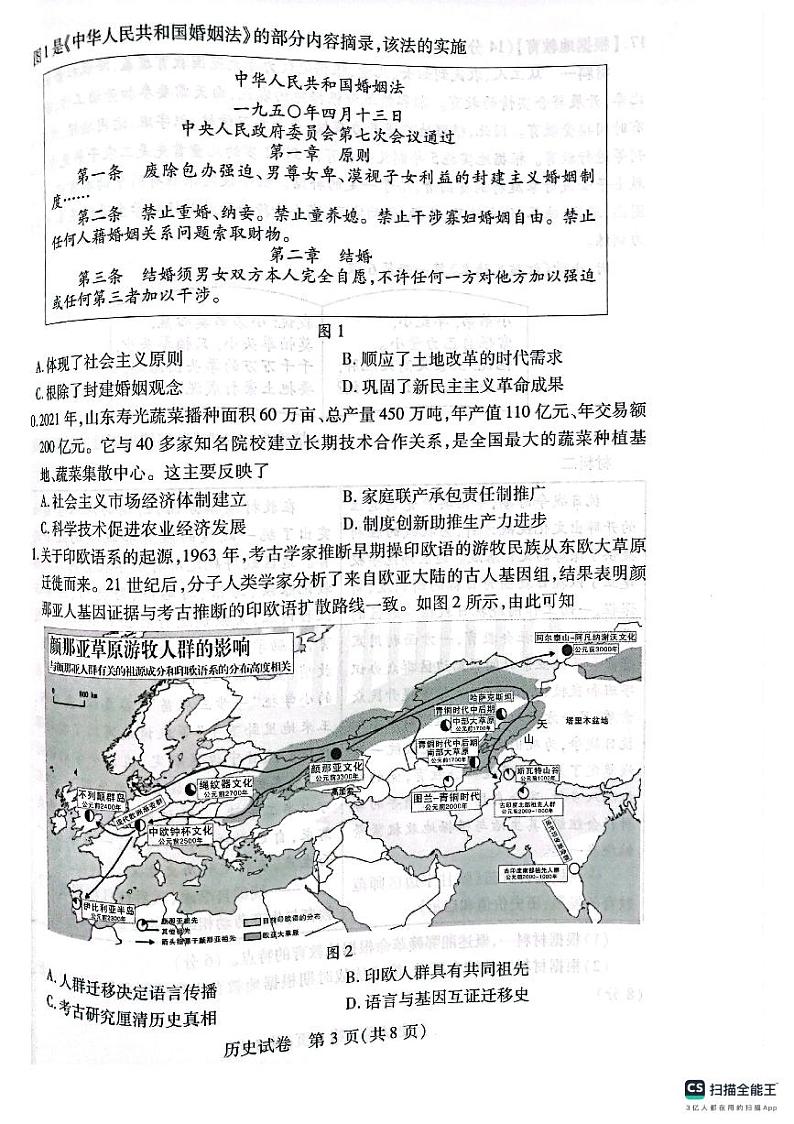 湖北省武汉市2023-2024学年高三下学期五月模拟训练历史试题03