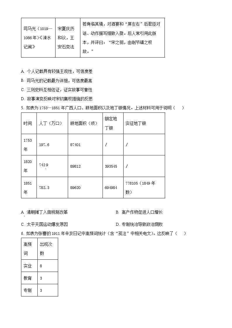 2024届河南省名校联盟高三下学期考前模拟大联考(三模)文综试题-高中历史（原卷版）第2页