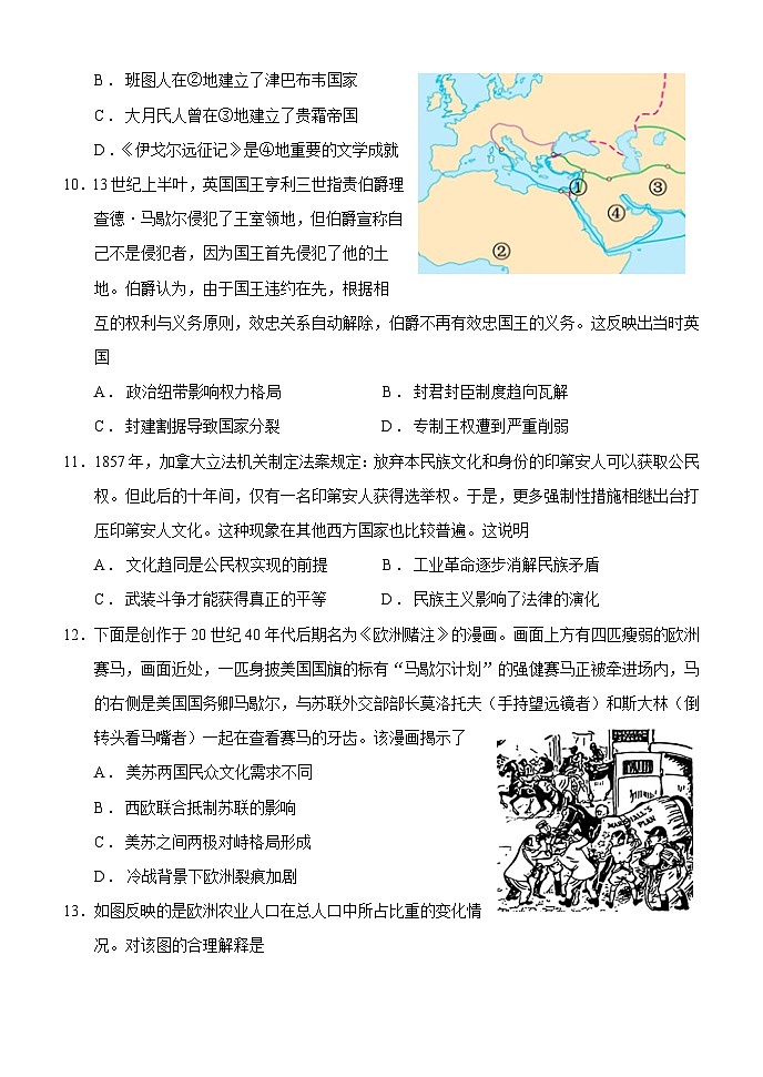2024届天津市高三下学期模拟预测（2）历史试卷第3页