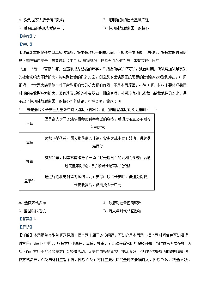 2024届高考历史冲刺模拟卷2（江苏卷）（解析版）第2页