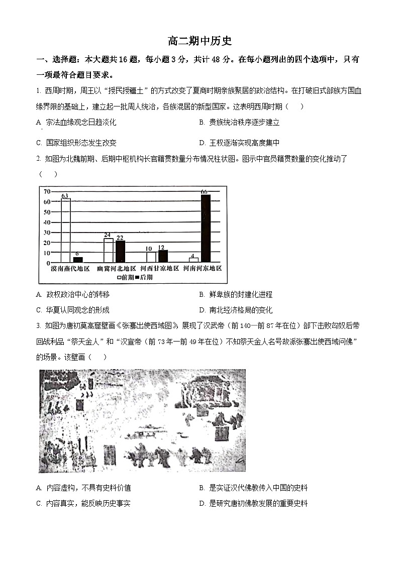 2024通化梅河口五中高二下学期5月期中考试历史含解析01