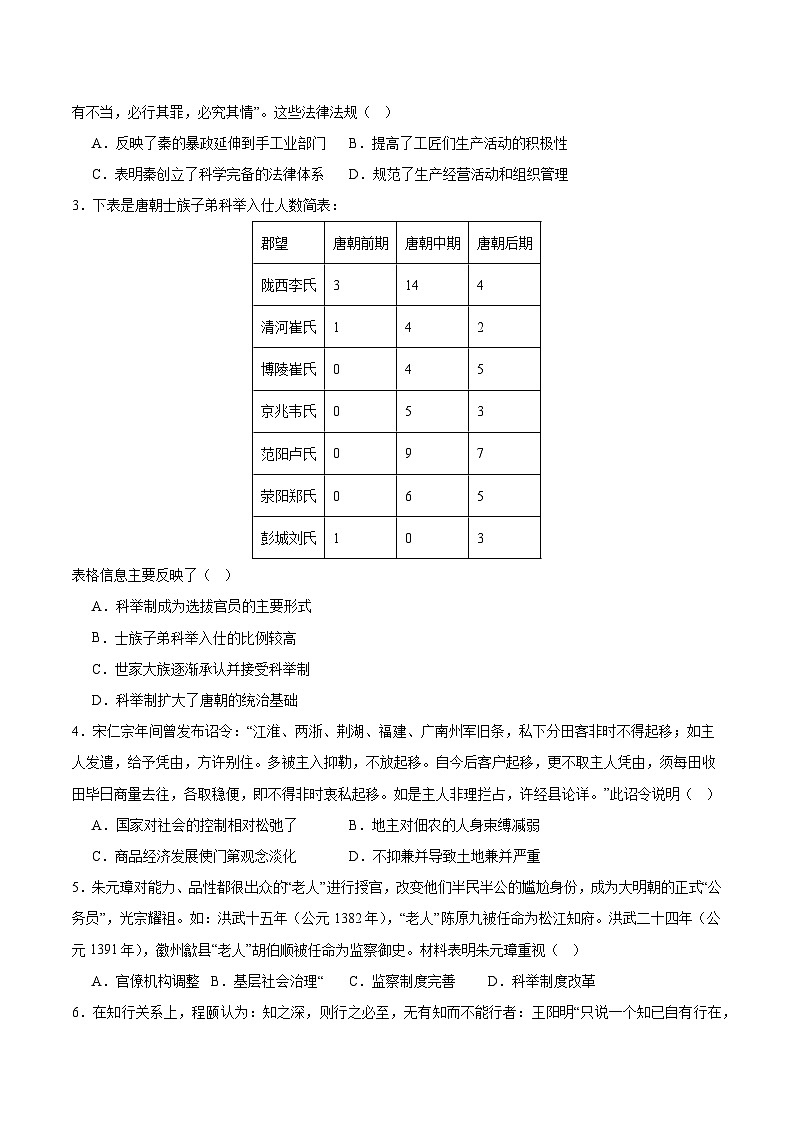 模拟卷02 -【冲刺高考·临考模拟】备战2024年高考历史模拟卷（广东专用）02
