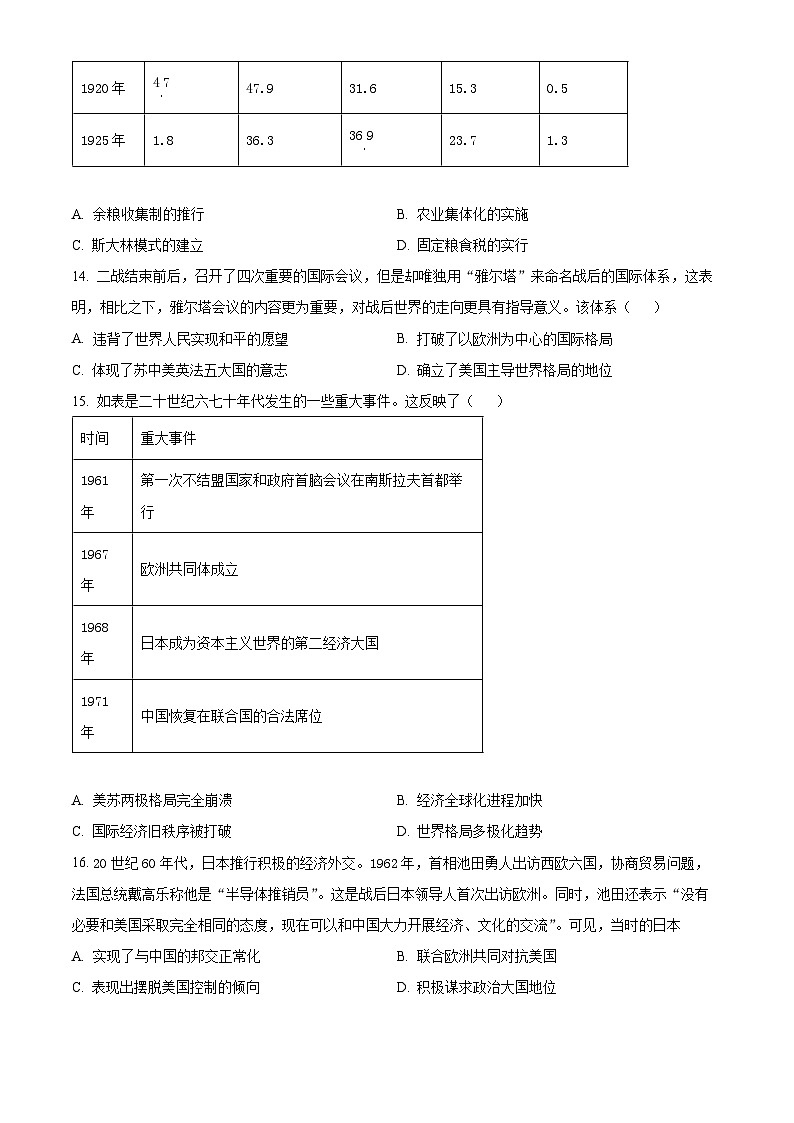山西省大同市浑源县第七中学校2023-2024学年高一下学期第三次月考历史试题 （学生版）第3页