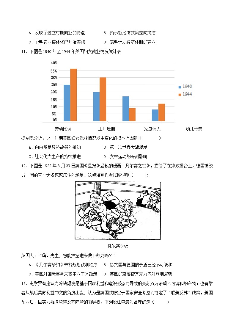 备战2024年高考历史易错题精选世界现代史选择题50题专练学生版03