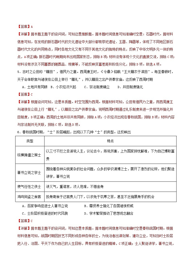 备战2024年高考历史易错题精选中国古代史选择题50题专练教师版03
