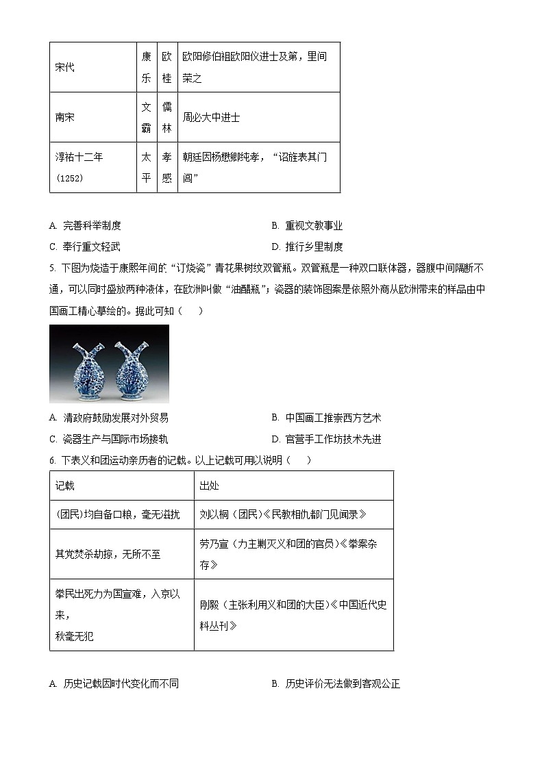 2024届广东省肇庆市龙涛外国语学校高三下学期三模冲刺历史试卷（学生版+教师版）02