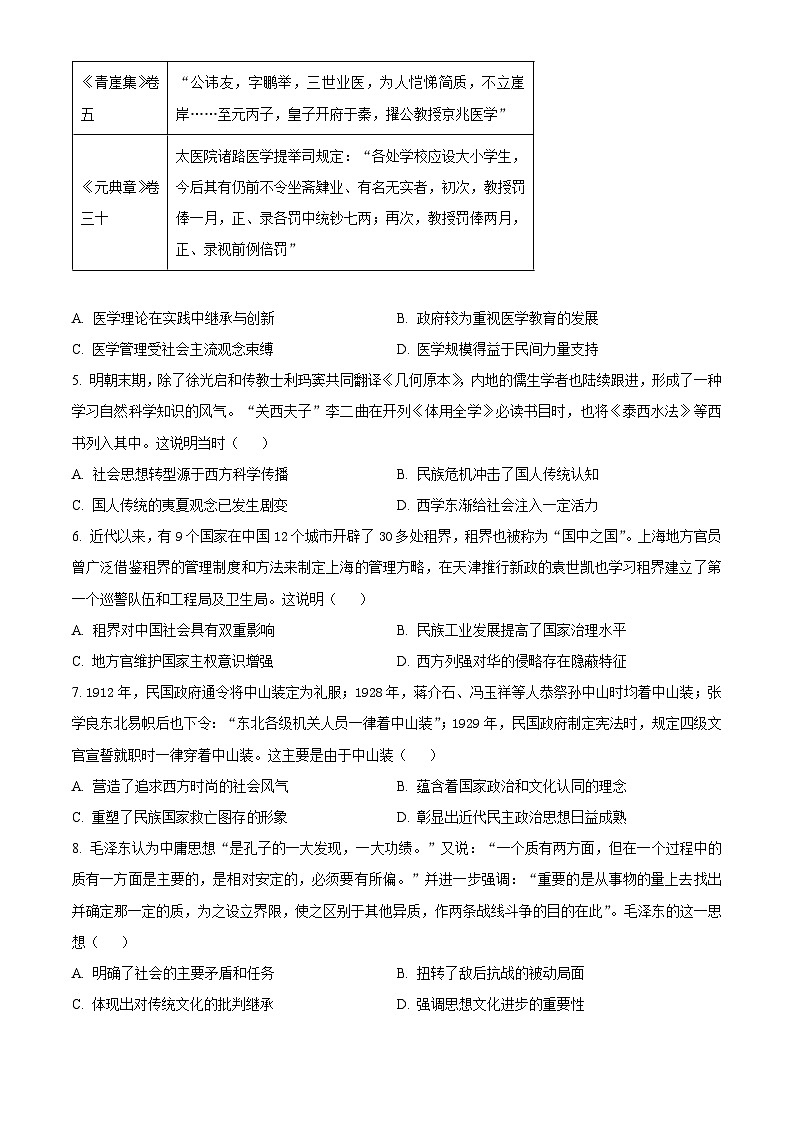 安徽省皖东县中联盟2023-2024学年高二下学期5月月考历史试题（学生版）第2页