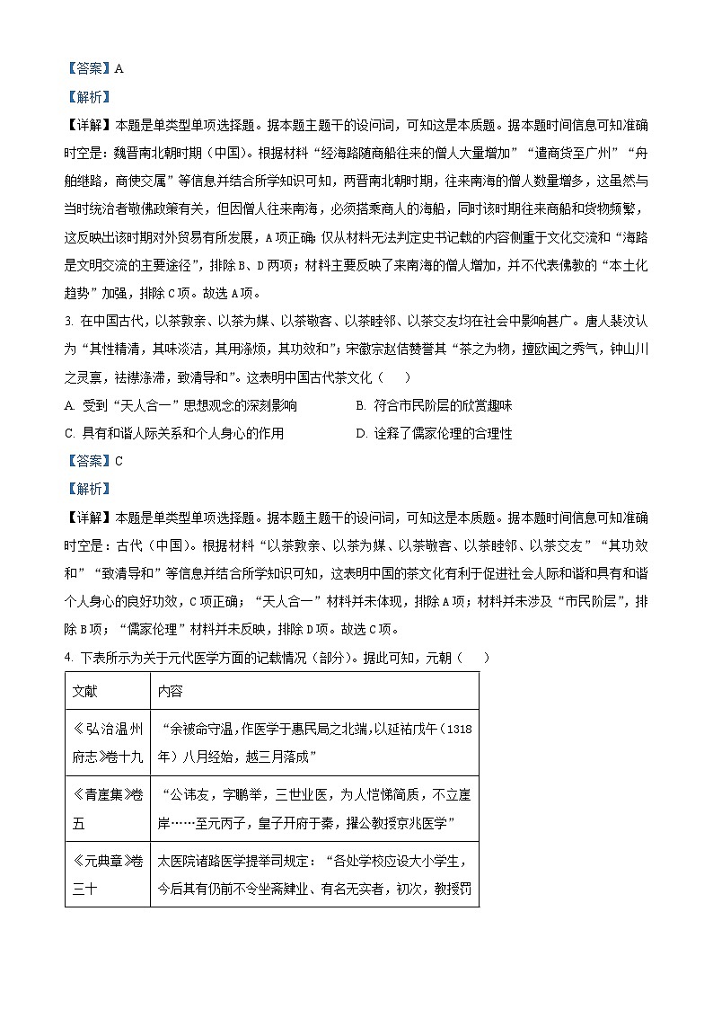 安徽省皖东县中联盟2023-2024学年高二下学期5月月考历史试题（教师版）第2页