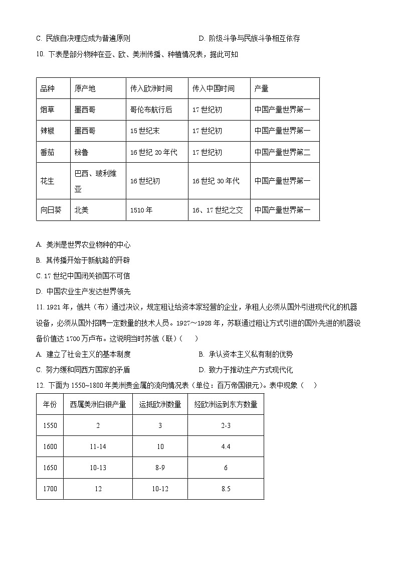 湖南省岳阳县一中、汨罗市一中2023-2024学年高一下学期5月联考历史试题（Word版附解析）03