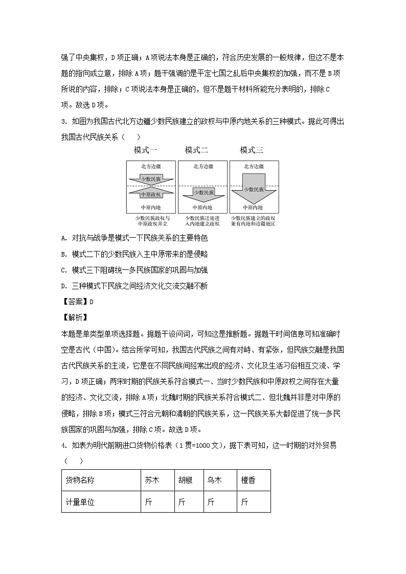 河北省2024届高三下学期考前提分演练（十二）历史试卷（解析版）第2页