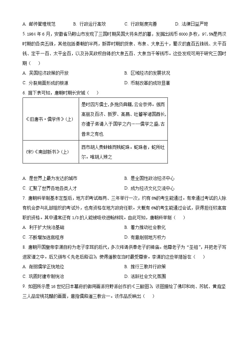 山东省部分学校联考2023-2024学年高二下学期5月月考历史试题（学生版）第2页