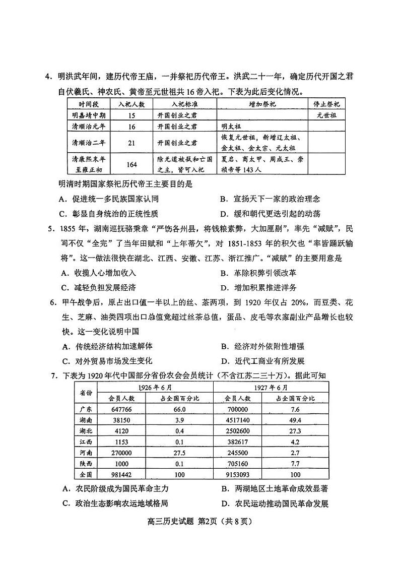 2024届山东省日照市高三三模校际联合考试历史试卷及答案02