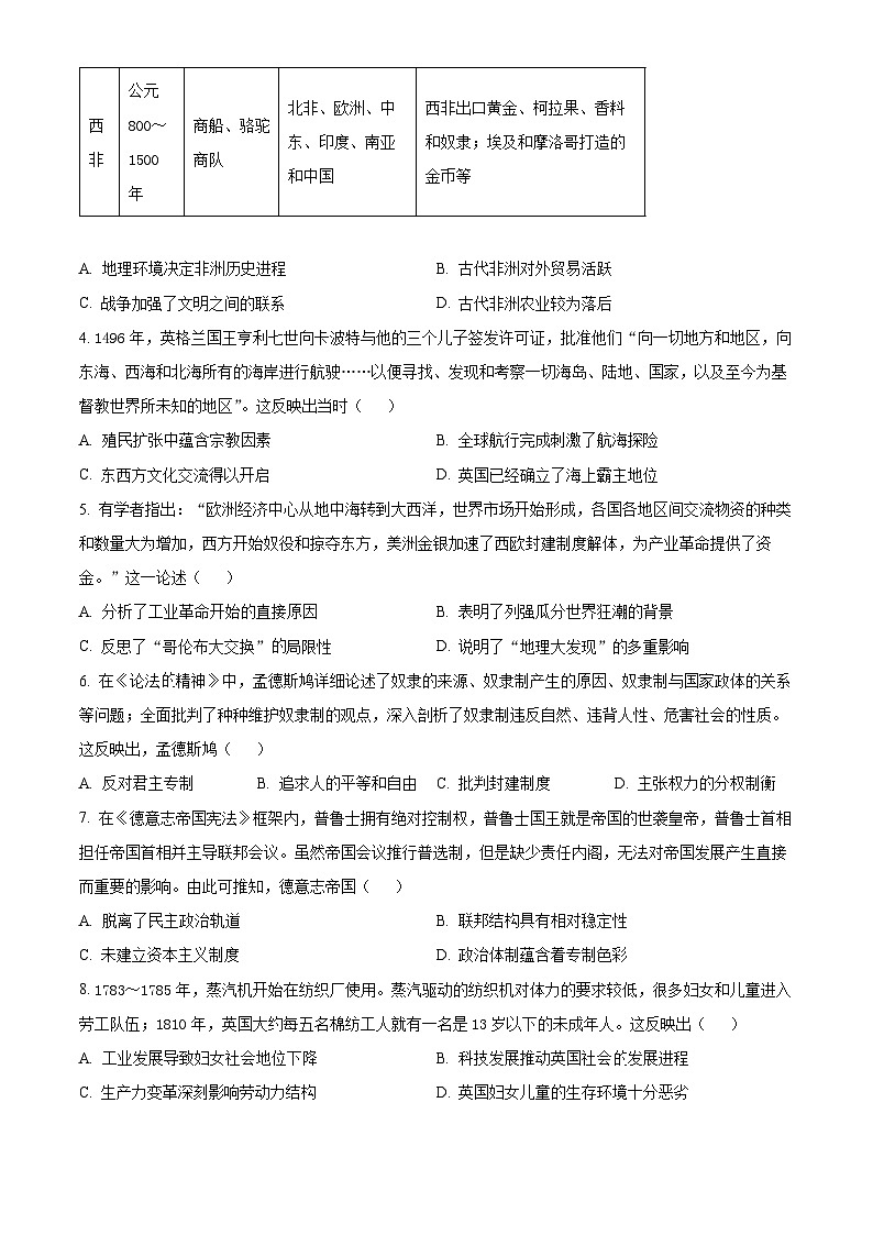 安徽省县中联盟2023-2024学年高一下学期5月联考（B卷）历史试卷（学生版）第2页