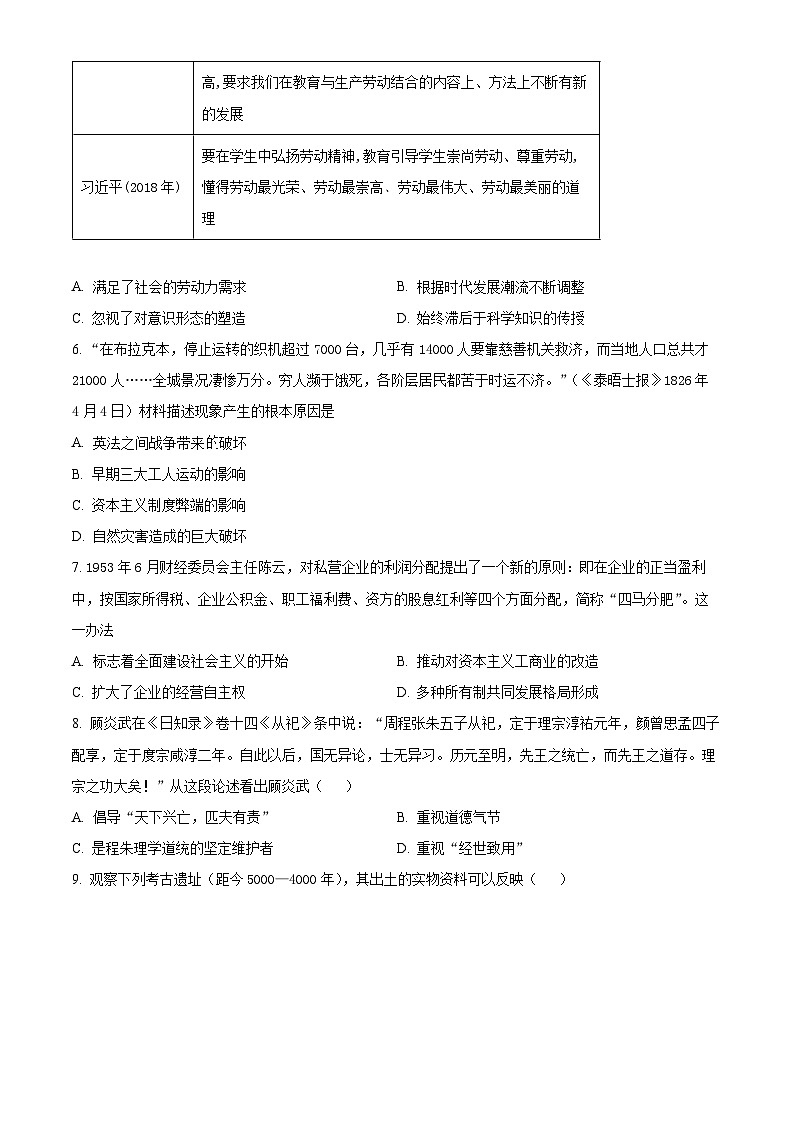 安徽省2024届高考历史押题试卷三（学生版+教师版）02