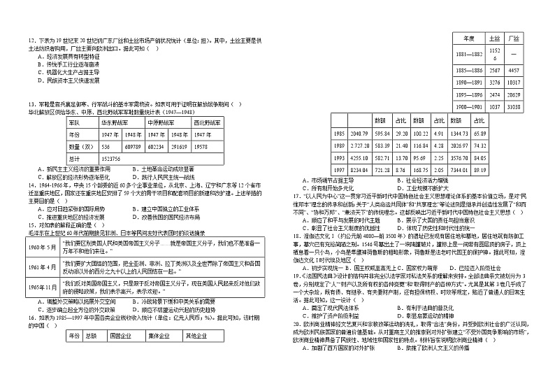 江西省宜丰中学2023-2024学年高二下学期6月月考（创新部）历史试题02