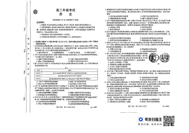 贵州省遵义市2023-2024学年高二下学期6月月考历史试卷01