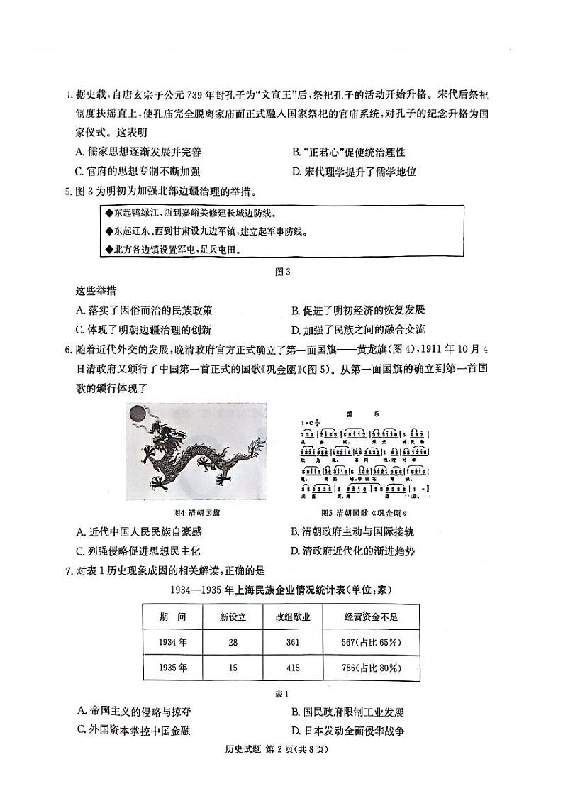 2024届湖南省衡阳市祁东县高三下学期三模联考历史试题02