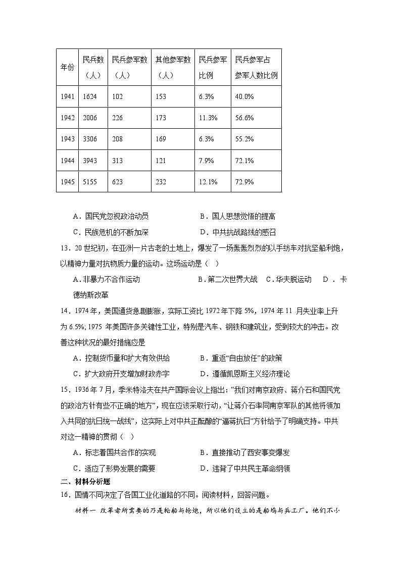 江西省宜春市丰城市丰城市东煌学校2023-2024学年高一下学期6月月考历史试题03