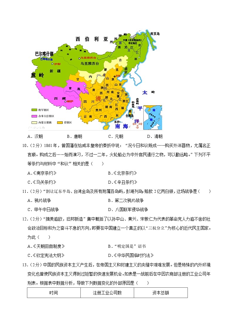 2023年辽宁省普通高中学业水平测试合格考模拟历史试卷+第3页