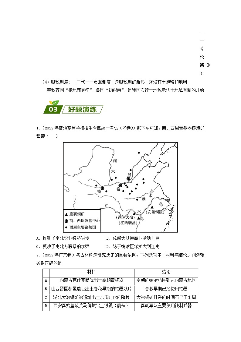 全国通用2024高考历史三轮冲刺过关回归教材重难点01中华文明的奠基与形成__先秦03