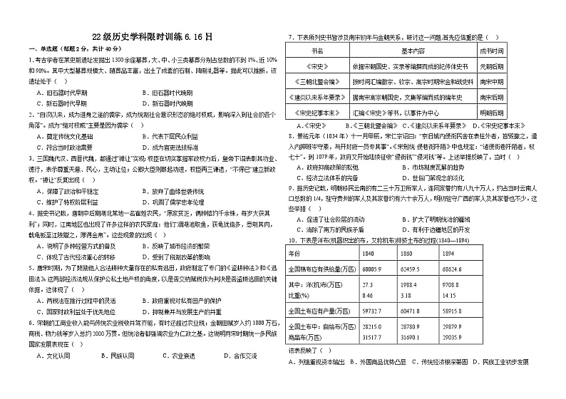 山东省烟台市牟平区第一中学2023-2024学年高二下学期6月月考历史试题第1页