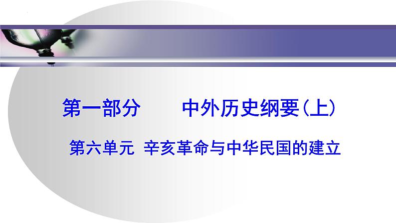 第六单元　辛亥革命与中华民国的建立课件--2025届高三统编版（2019）必修中外历史纲要上一轮复习第1页