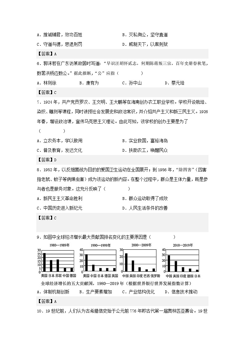 2022年海南普通高中学业水平考试历史试题及答案第2页