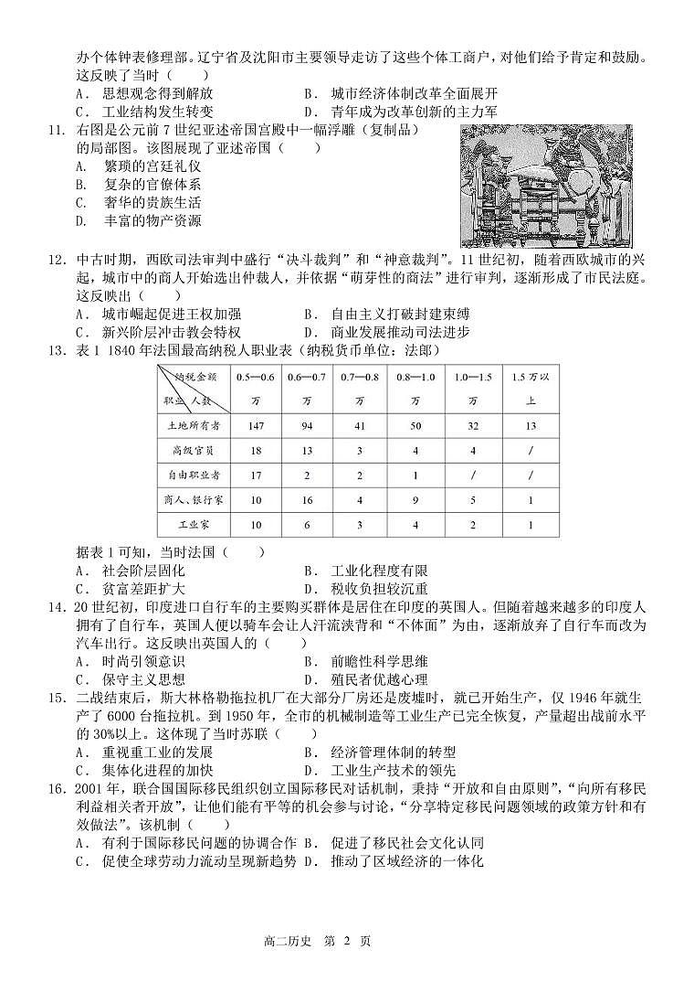广西示范性高中2023-2024学年高二下学期期末联合考试历史试卷第2页