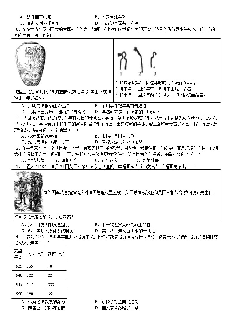 2024年山东高考历史真题试题（原卷版+含解析）02