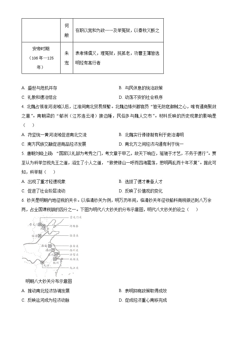 辽宁省部分学校2023-2024学年高二下学期6月阶段考试历史试题（Word版附解析）02