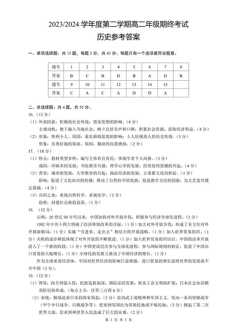 江苏省盐城市2023-2024学年高二下学期6月期末考试历史试题（PDF版含答案）01